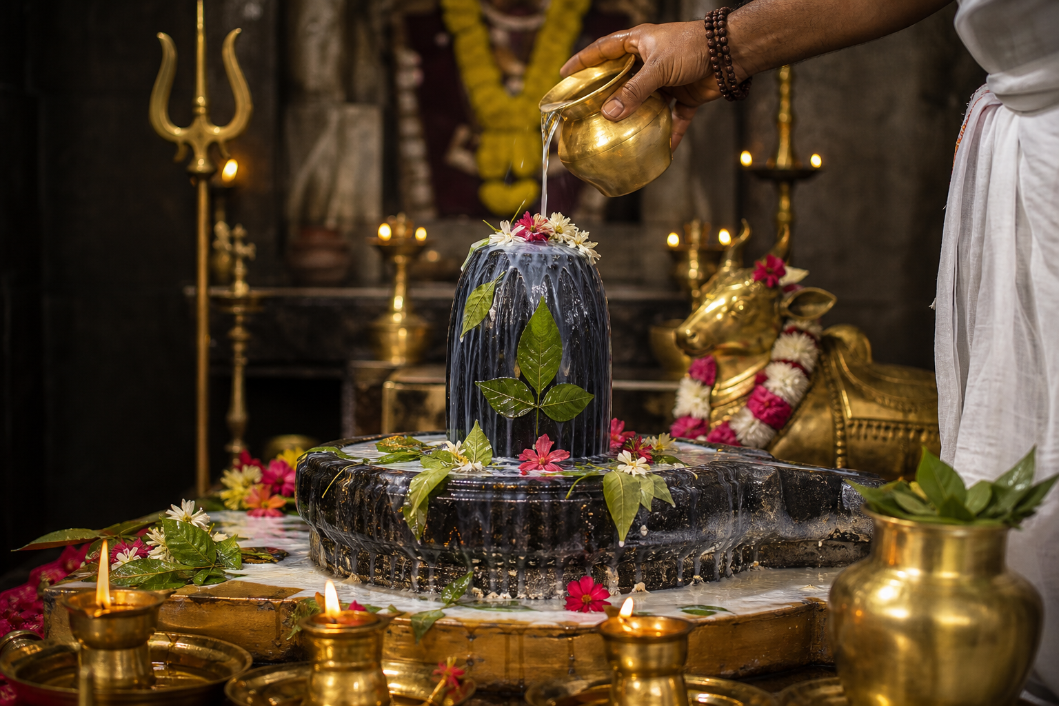 Rudra Abhishek puja with Shiva lingam